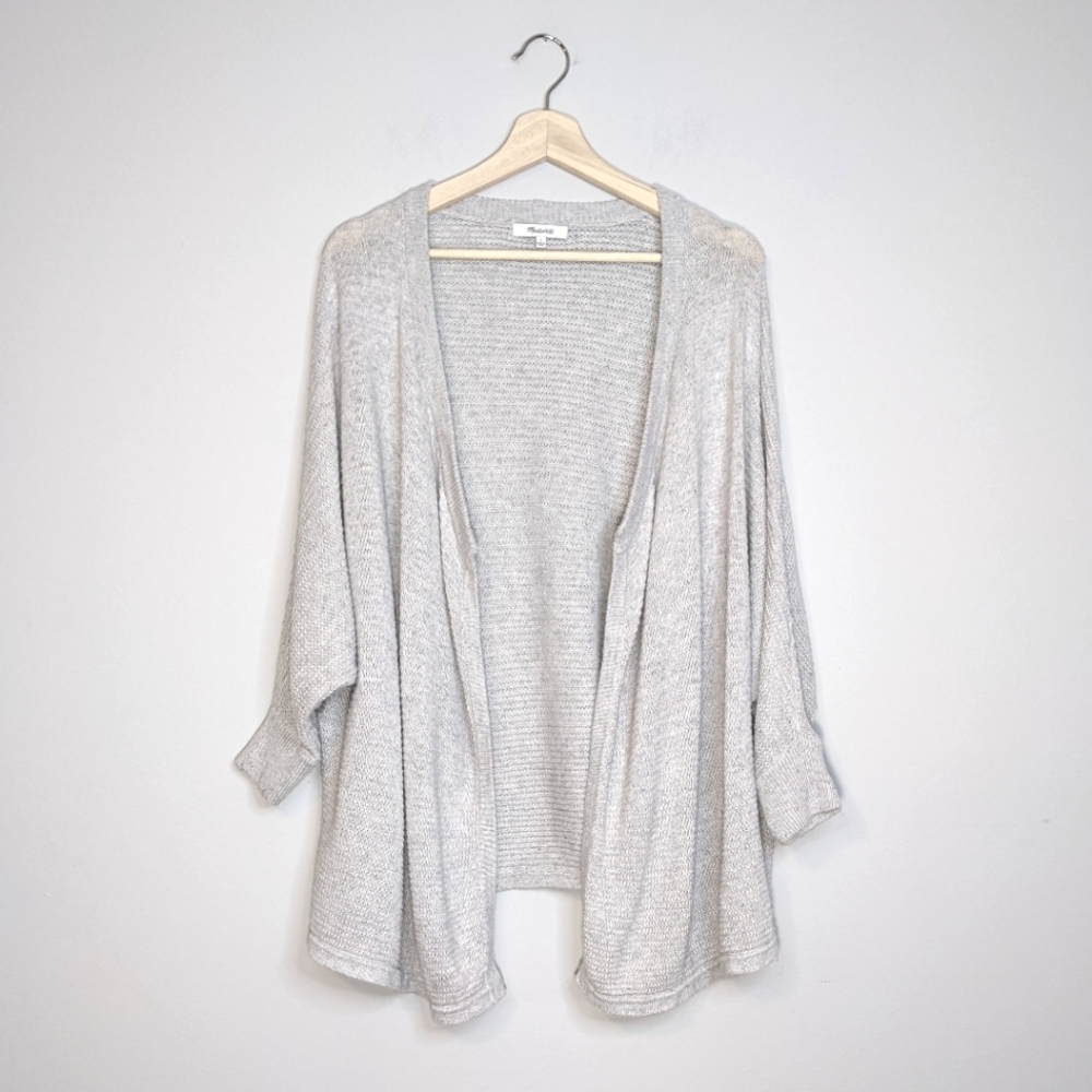 Madewell Seabank Cardigan Sweater Gray Dolman 3/4 Sleeve Knit Size Small